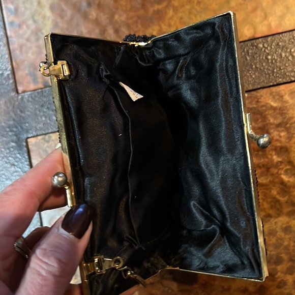 Mervyn’s Handmade in China Black Beaded Special Occassion Bag Clutch & Shoulder - Picture 6 of 16
